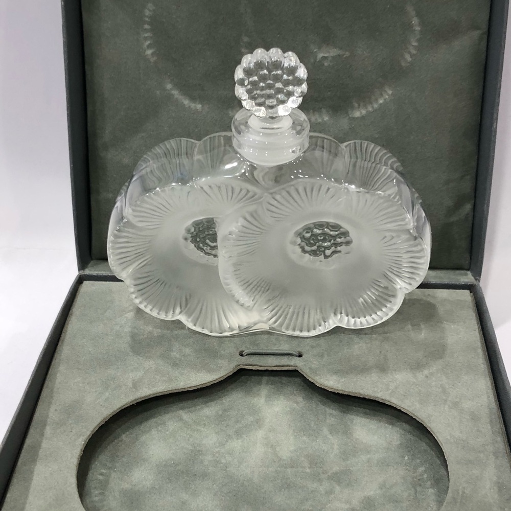 Lalique Vintage Rare 2 FLEURS PERFUME Crystal BOTTLE Signed Original Box - Picture 8 of 15